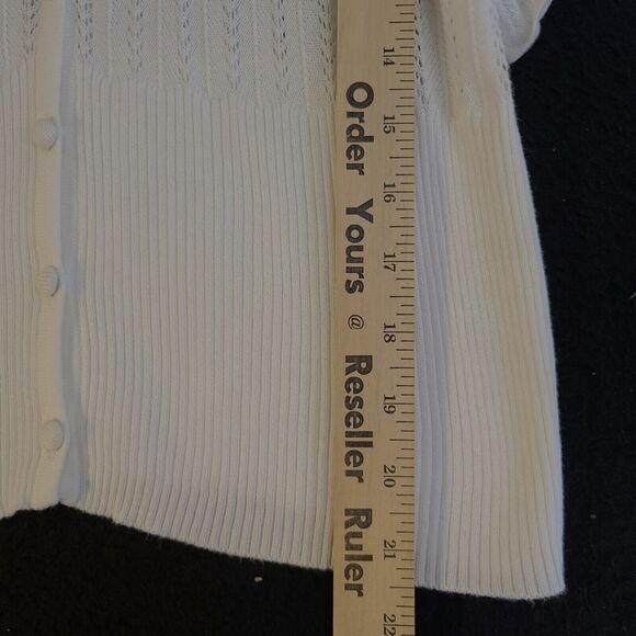 Axcess Womens Sweater Beige Size Small Cotton Blend Button Closure Short Sleeve - Picture 6 of 12